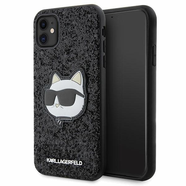 Karl Lagerfeld KLHCN61G2CPK iPhone 11 / Xr 6.1" musta/musta kova kotelo Glitter Choupette laastari