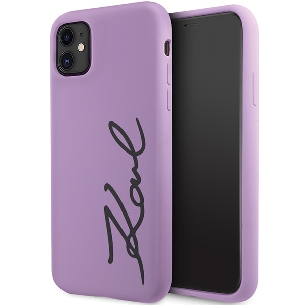 Karl Lagerfeld KLHCN61SKSVGU iPhone 11/Xr 6.1" violetti silikoni kovakotelo Allekirjoitus