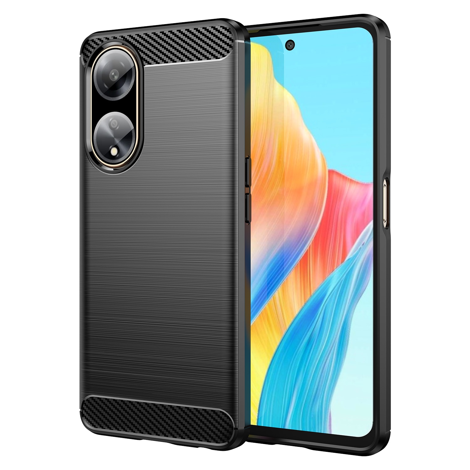 Joustava hiilikuvioinen kotelo Oppo A98 5G Carbon Case - musta