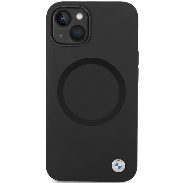 BMW BMHMP14SSILBK2 kotelo iPhone 14:lle - musta Signature Liquid Silicone MagSafe -nesteen silikoni