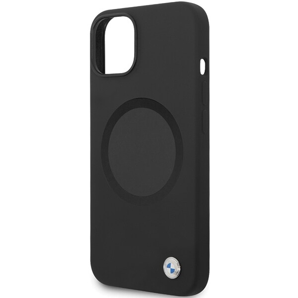 BMW BMHMP14SSILBK2 kotelo iPhone 14:lle - musta Signature Liquid Silicone MagSafe -nesteen silikoni