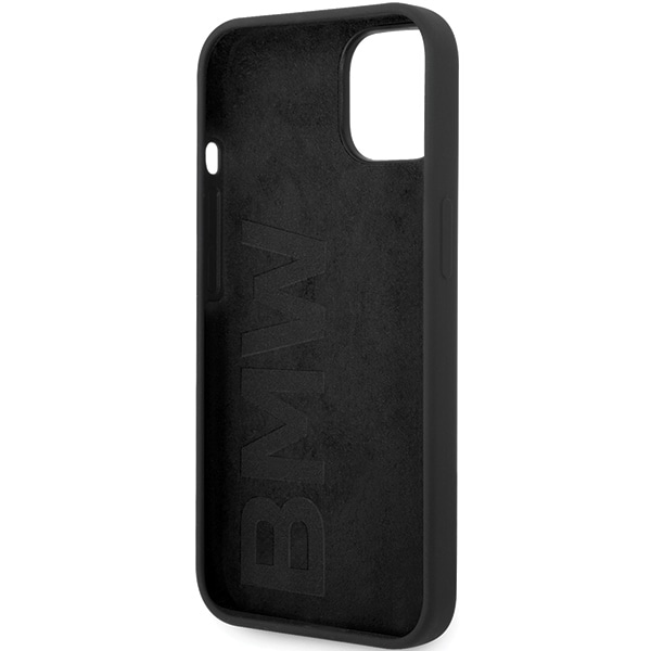 BMW BMHMP14SSILBK2 kotelo iPhone 14:lle - musta Signature Liquid Silicone MagSafe -nesteen silikoni