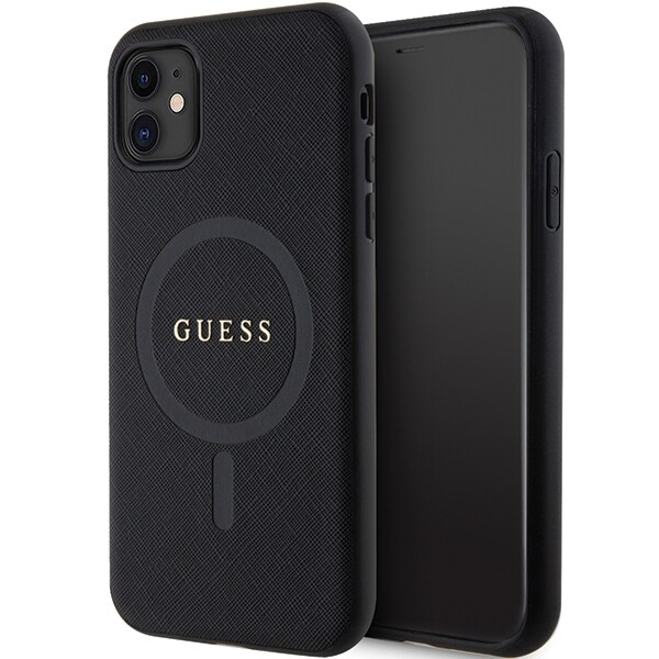Guess GUHMN61PSAHMCK tapauksessa iPhone 11 / Xr - musta Saffiano MagSafe