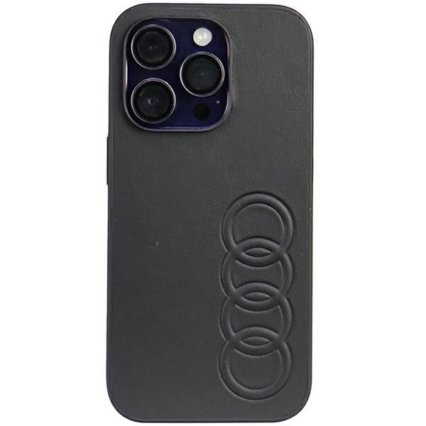 Audi Synteettinen nahka iPhone 14 Pro 6.1" musta/musta kotelo AU-TPUPPCIP14P-TT/D1-BK