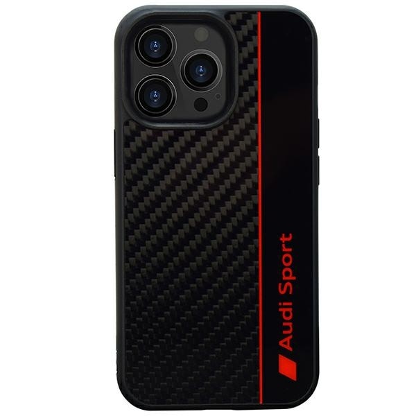 Audi Carbon Fiber Stripe iPhone 13 Pro Max 6.7" musta/musta kovalevy AUS-TPUPCIP13PM-R8/D1-BK