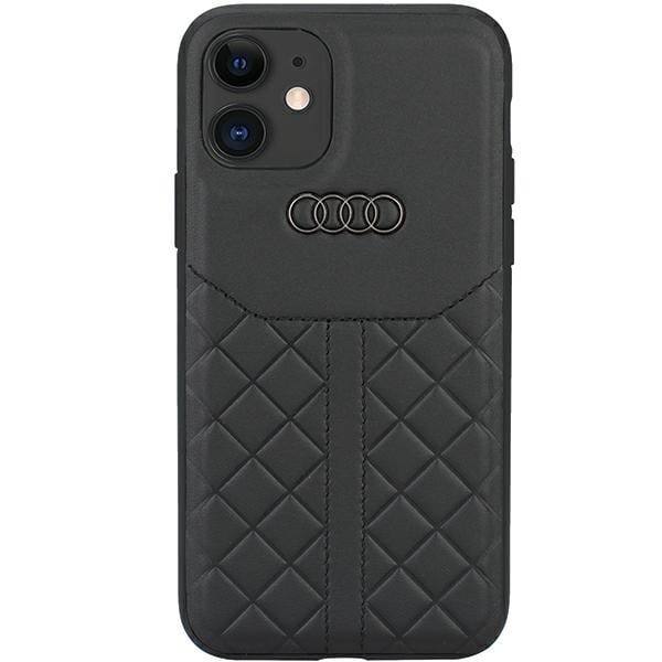 Audi Aitoa nahkaa iPhone 12/12 Pro 6.1" musta/musta kovakotelo AU-TPUPCIP12P-Q8/D1-BK