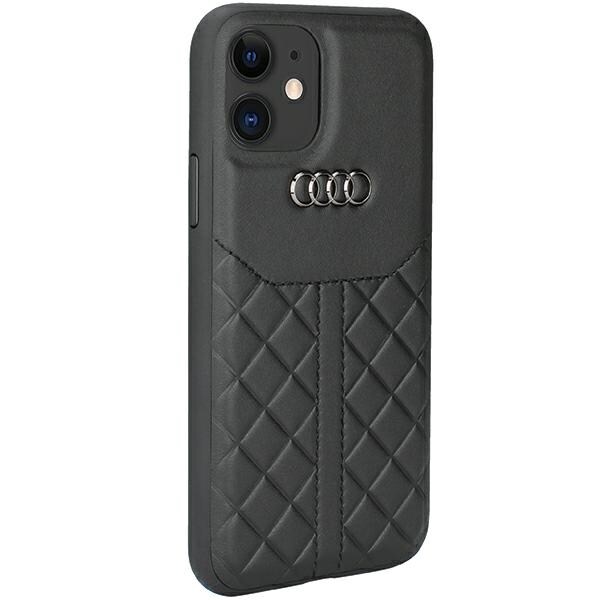 Audi Aitoa nahkaa iPhone 12/12 Pro 6.1" musta/musta kovakotelo AU-TPUPCIP12P-Q8/D1-BK