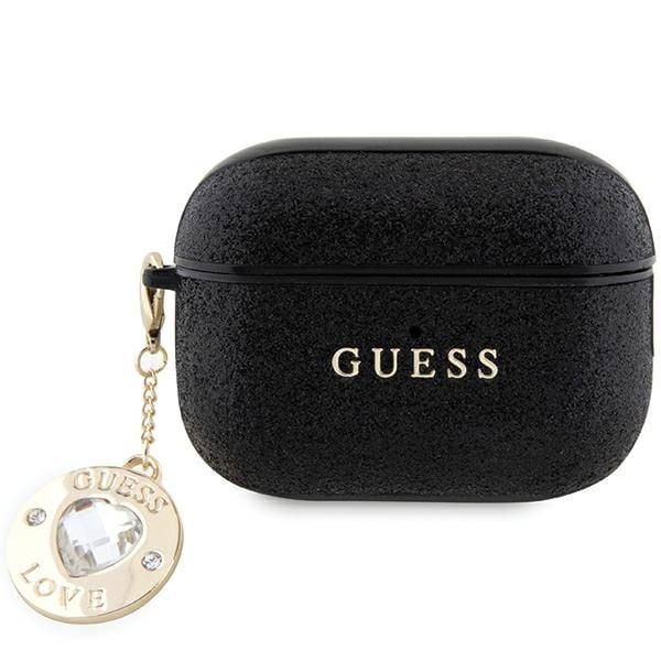 Guess GUAP2PGEHCDK tapauksessa AirPods Pro 2 kansi - musta Kiinteä Glitter sydän Diamond Charm