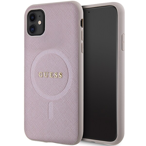 Guess GUHMN61PSAHMCP kotelo iPhone 11 / Xr - vaaleanpunainen Saffiano MagSafe -kotelo Saffiano