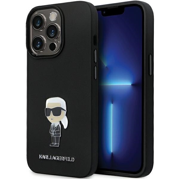 Karl Lagerfeld KLHCP13LSMHKNPK tapauksessa iPhone 13 Pro / 13 - musta Silikoni Ikonik Metal Pin