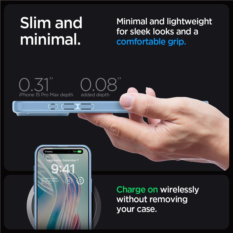 Spigen Kristallihybridikotelo iPhone 15 Pro Maxille - Kirkas sininen