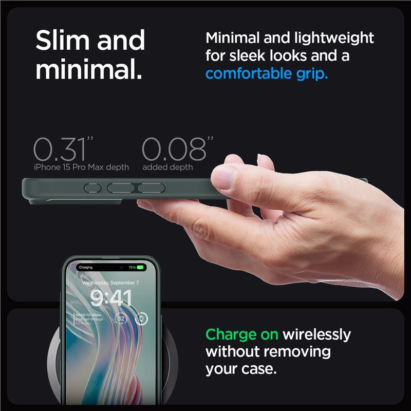 Spigen Ultra Hybrid iPhone 15 Pro Max kotelo - tummanvihreä