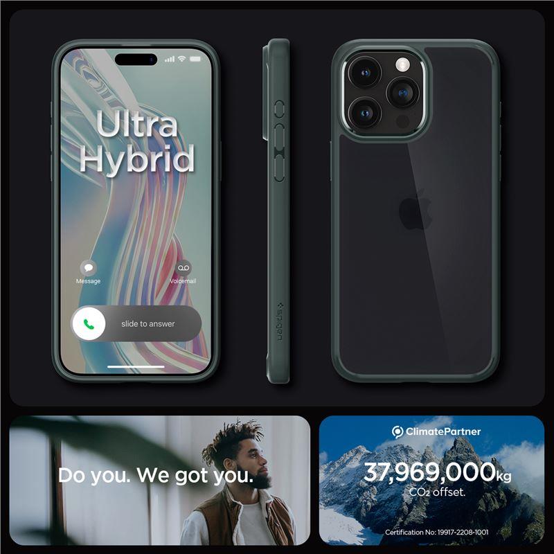 Spigen Ultra Hybrid iPhone 15 Pro Max kotelo - tummanvihreä