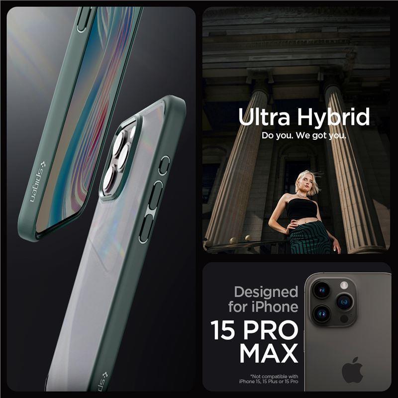Spigen Ultra Hybrid iPhone 15 Pro Max kotelo - tummanvihreä