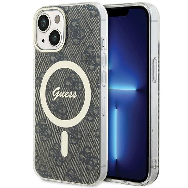 Guess IML 4G MagSafe iPhone 15 Plus -kotelo - ruskea