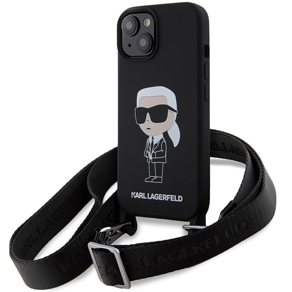 Karl Lagerfeld KLHCP15SSCBSKNK iPhone 15 6.1" kovakotelo musta/musta Crossbody Silikoni Ikonik