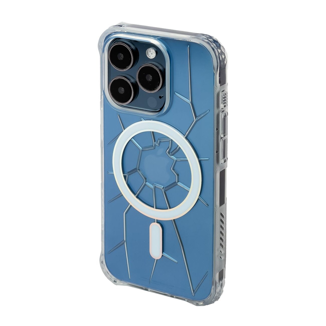 MagSafe Kingxbar PQY Crack-sarjan silikoni kotelo iPhone 15 Pro - läpinäkyvä