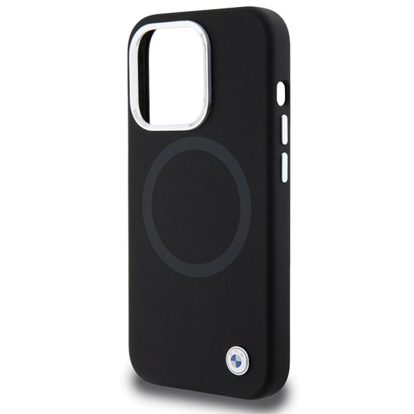 BMW Signature Liquid Silicone MagSafe -kotelo iPhone 15 Pro:lle - musta