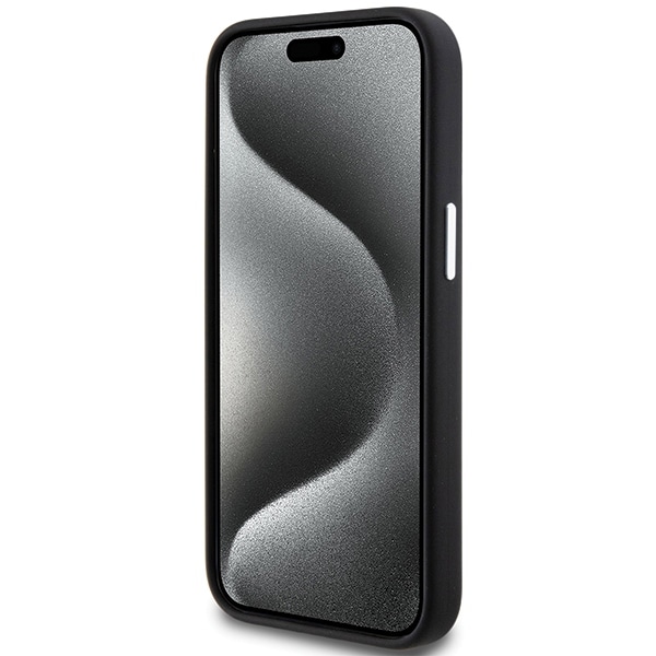 BMW Signature Liquid Silicone MagSafe -kotelo iPhone 15 Plus - mustalle puhelimelle - musta