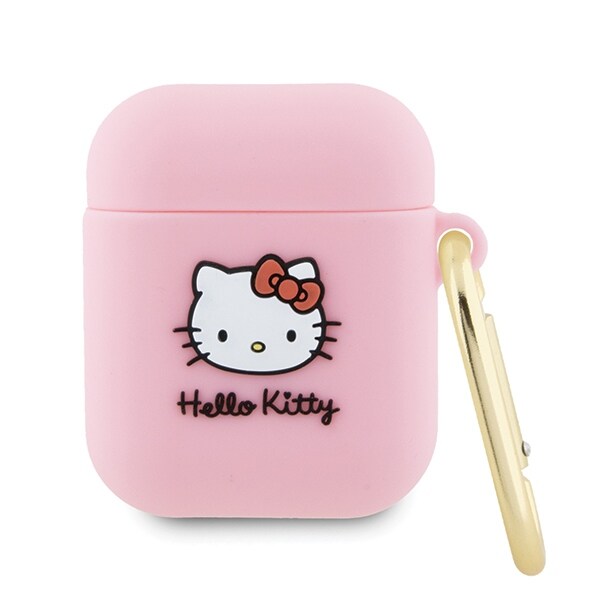 Hello Kitty Silikoni 3D Kitty Head kotelo AirPods 1/2:lle - vaaleanpunainen