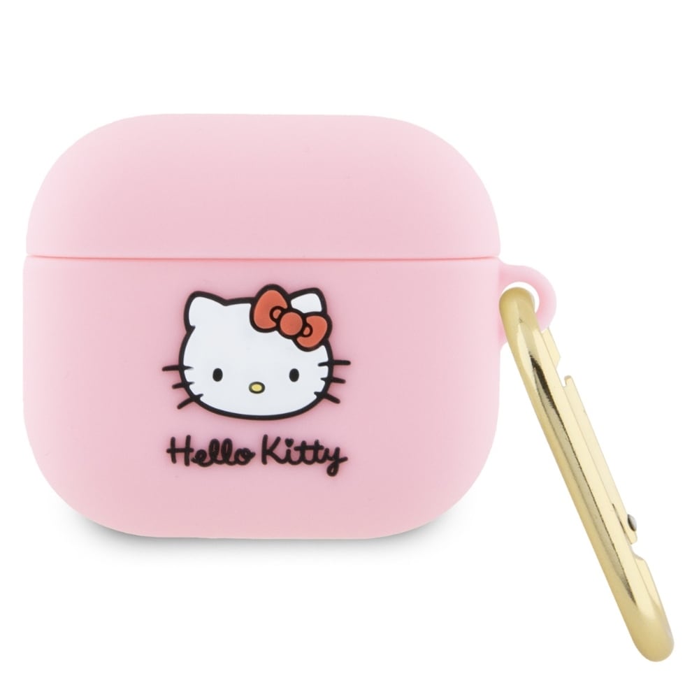 Hello Kitty Silikoni 3D Kitty Head kotelo AirPods 3:lle - vaaleanpunainen
