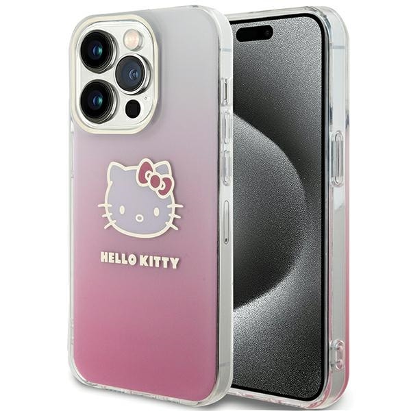 Hello Kitty IML Gradient Electrop Kitty Head Case for iPhone 15 Pro Max - Pink