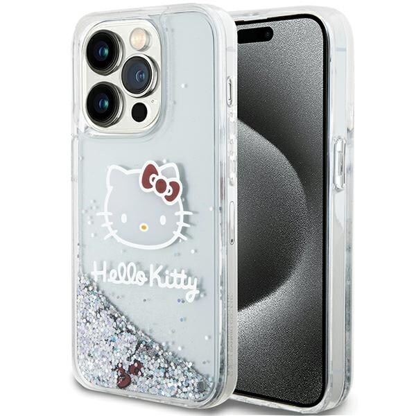 Hello Kitty Liquid Glitter Charms Kitty Head tapauksessa iPhone 14 Pro - hopea