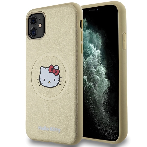 Hello Kitty Nahka Kitty Head MagSafe tapauksessa iPhone 11 / Xr - kultaa
