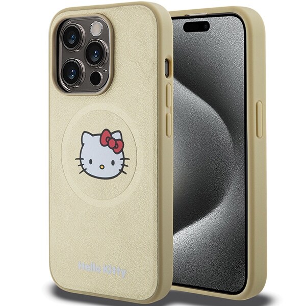 Hello Kitty Nahka Kitty Head MagSafe kotelo iPhone 14 Pro - kultainen