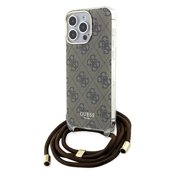 Guess Crossbody Cord 4G Print -kotelo iPhone 15 Pro Maxille - ruskea
