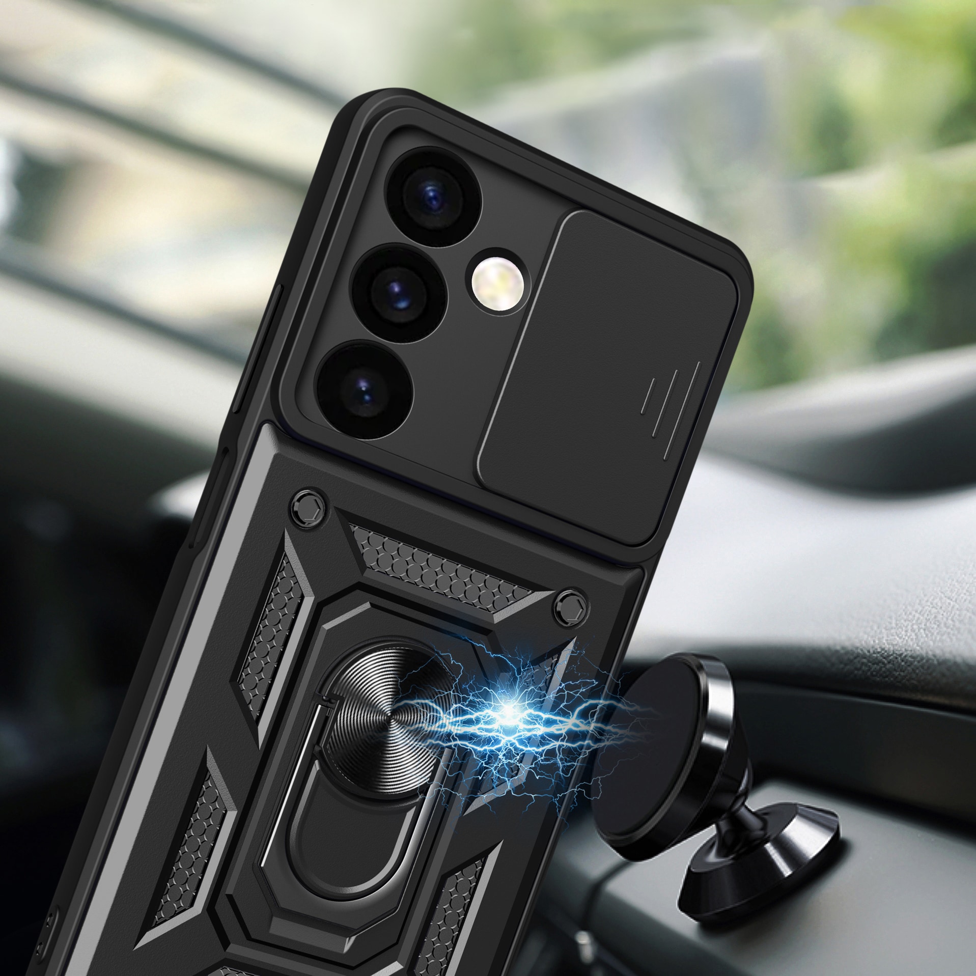 Hybrid Armor Camshield panssaroitu kotelo Samsung Galaxy S24+ kamerasuojalla - musta