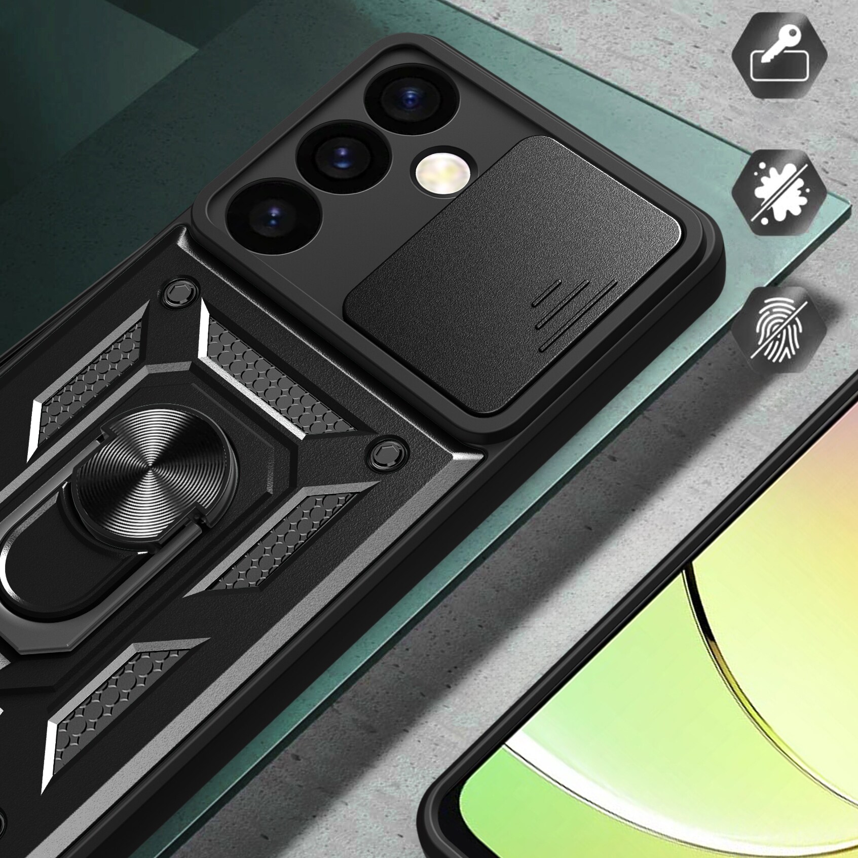 Hybrid Armor Camshield panssaroitu kotelo Samsung Galaxy S24+ kamerasuojalla - musta