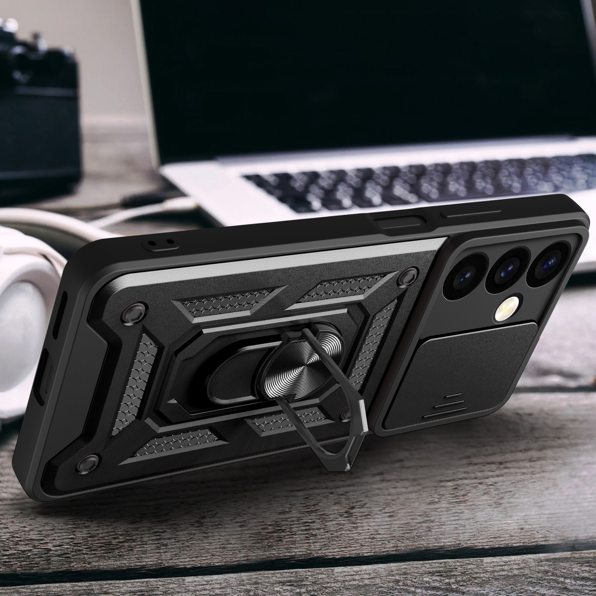 Hybrid Armor Camshield panssaroitu kotelo Samsung Galaxy S24+ kamerasuojalla - musta