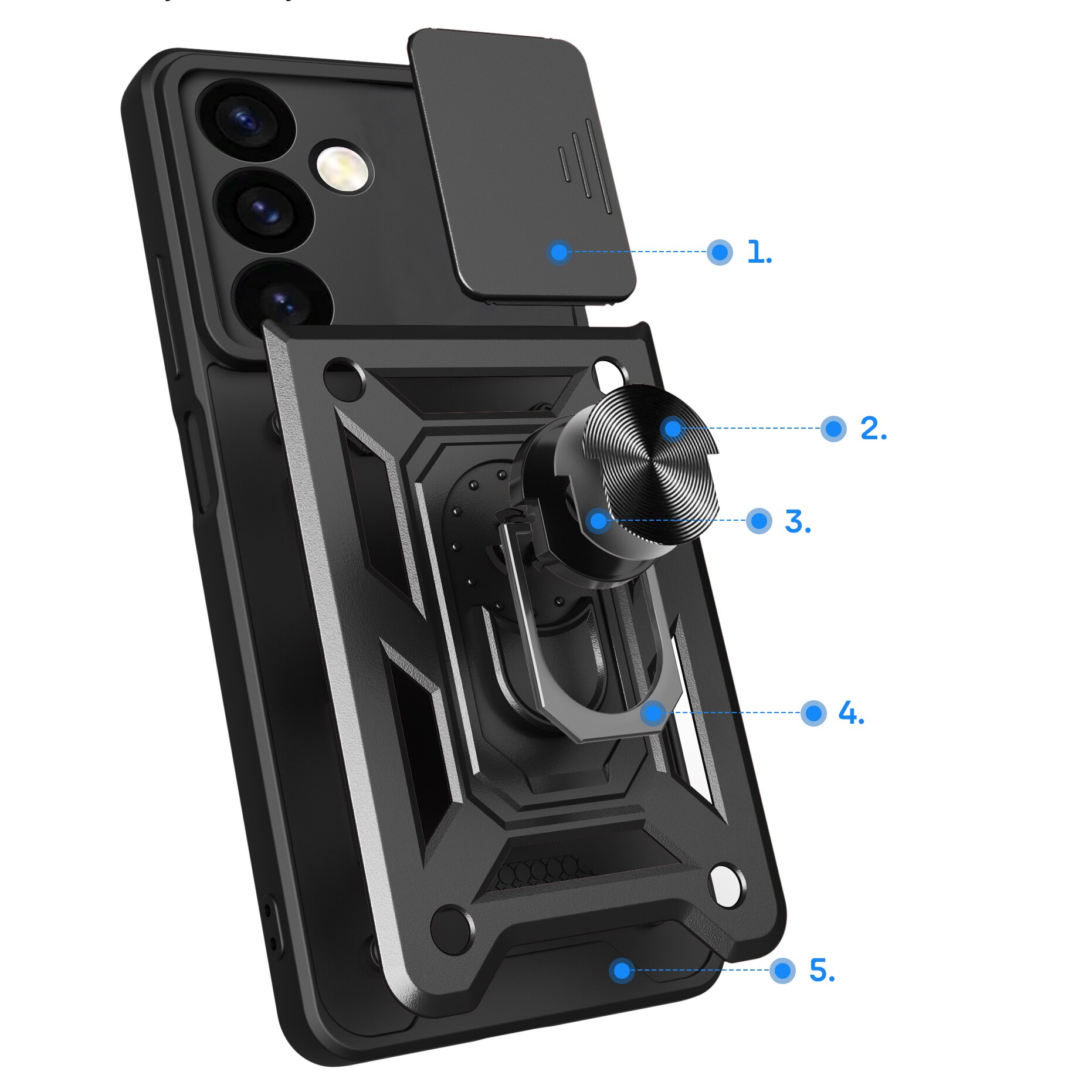 Hybrid Armor Camshield panssaroitu kotelo Samsung Galaxy S24+ kamerasuojalla - musta