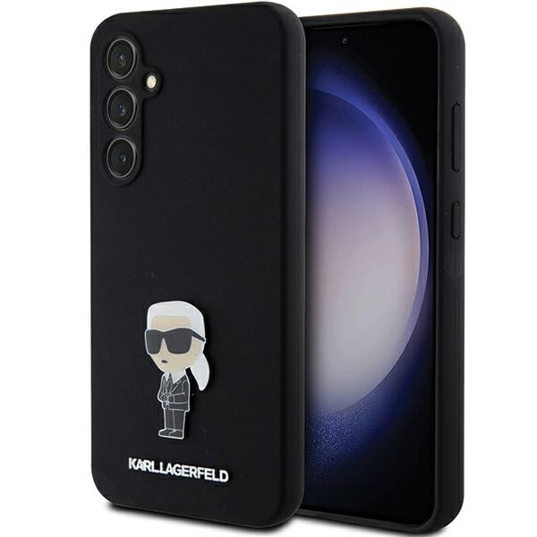 Karl Lagerfeld Silikoni Ikonik Metal Pin tapauksessa Samsung Galaxy S23 FE - musta