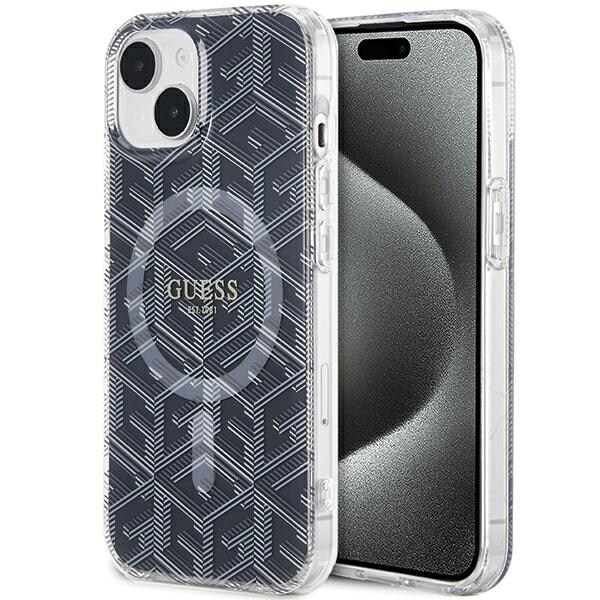 Guess IML GCube MagSafe -kotelo iPhone 15 Plus / 14 Plus - musta