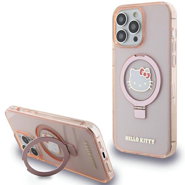 Hello Kitty Glitter Ring Stand MagSafe Case for iPhone 15 Pro Max - Pink - Pink