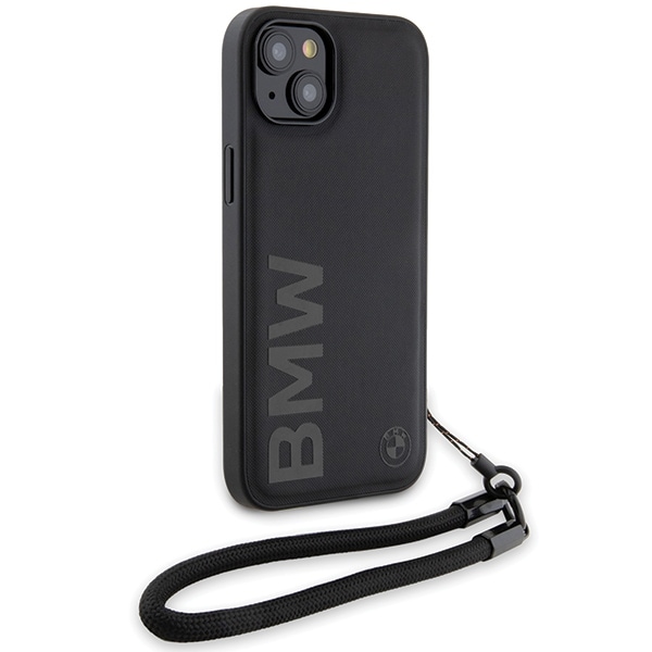 BMW Signature Leather Wordmark johtokotelo iPhone 15/14/13 - musta