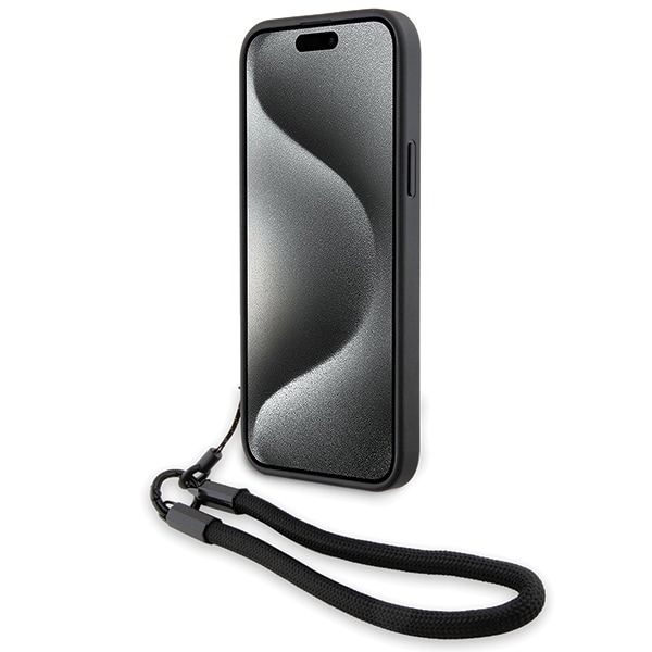 BMW Signature Leather Wordmark johtokotelo iPhone 15/14/13 - musta