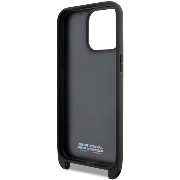 BMW M Edition Carbon Tricolor Lines & Strap -kotelo iPhone 15 Pro Maxille - musta