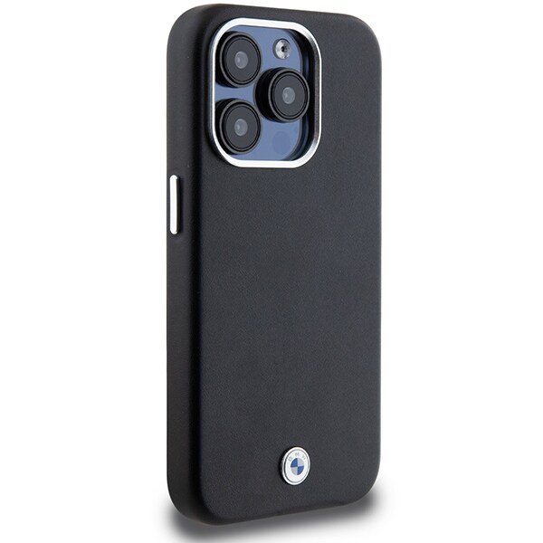 BMW Signature Wrapped Metal MagSafe -kotelo iPhone 15 Pro - mustalle mallille - musta