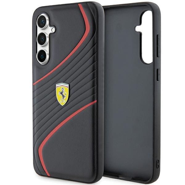 Ferrari Twist Metal Logo -kotelo Samsung Galaxy S23 FE:lle - musta