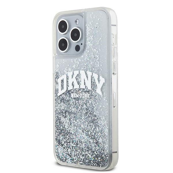 DKNY Liquid Glitter Big Logo kotelo iPhone 15 Pro - valkoinen