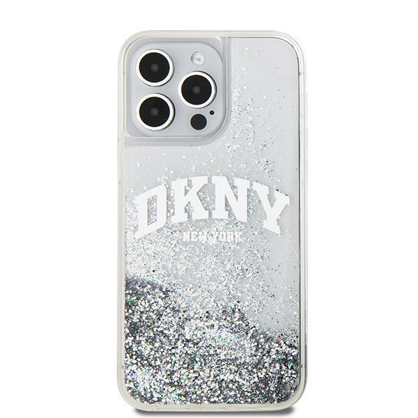 DKNY Liquid Glitter Big Logo kotelo iPhone 15 Pro - valkoinen