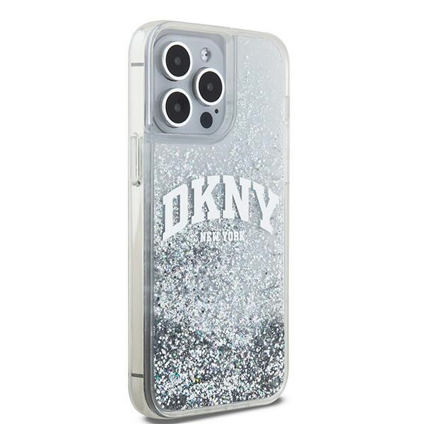 DKNY Liquid Glitter Big Logo kotelo iPhone 15 Pro - valkoinen