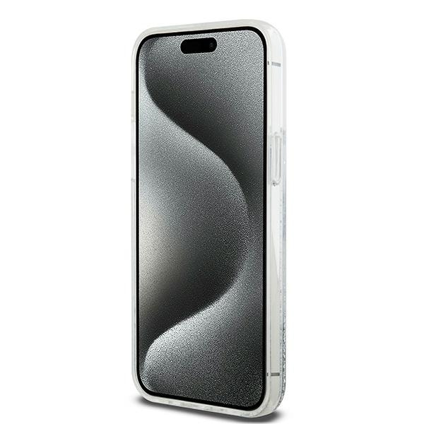 DKNY Liquid Glitter Big Logo kotelo iPhone 15 Pro - valkoinen