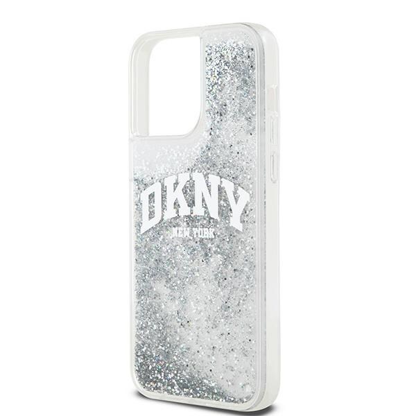 DKNY Liquid Glitter Big Logo kotelo iPhone 15 Pro - valkoinen