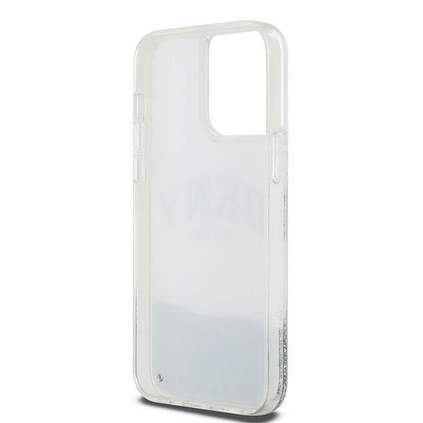 DKNY Liquid Glitter Big Logo kotelo iPhone 15 Pro - valkoinen