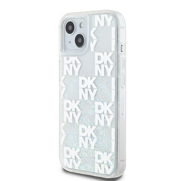 DKNY Liquid Glitter Multilogo tapauksessa iPhone 15 / 14 / 13 - valkoinen