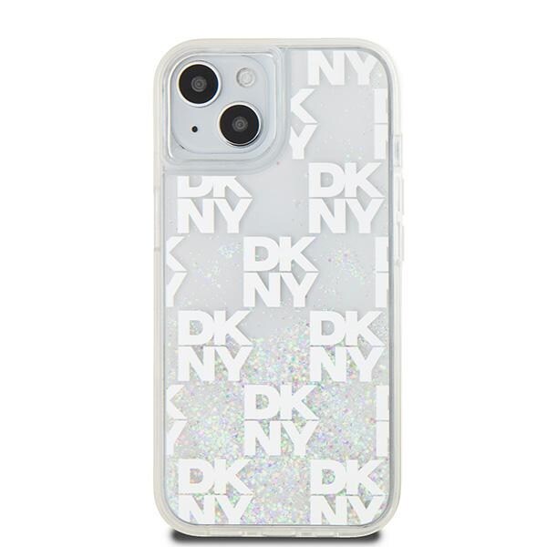 DKNY Liquid Glitter Multilogo tapauksessa iPhone 15 / 14 / 13 - valkoinen